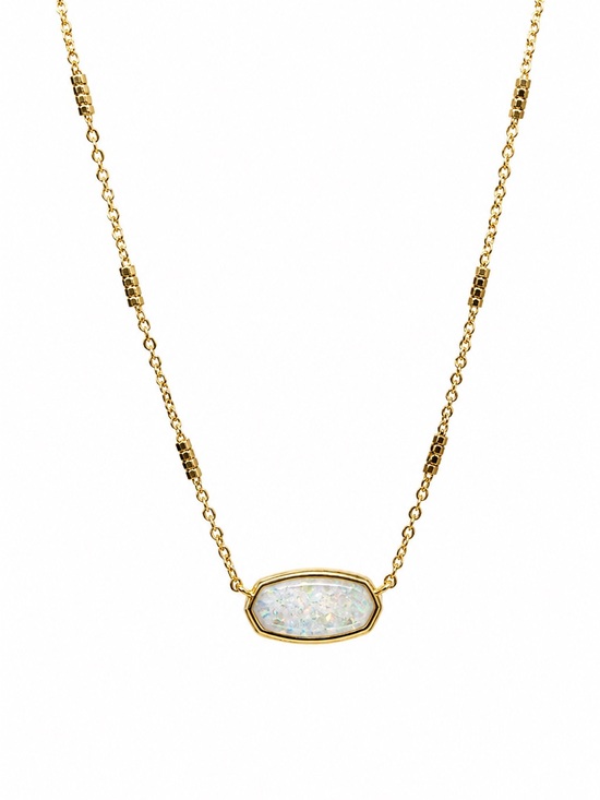 Kendra Scott Jewelry - Kendra Scott Framed Gold Elisa Necklace WHITE IRIDESCENT GLITTER GLASS